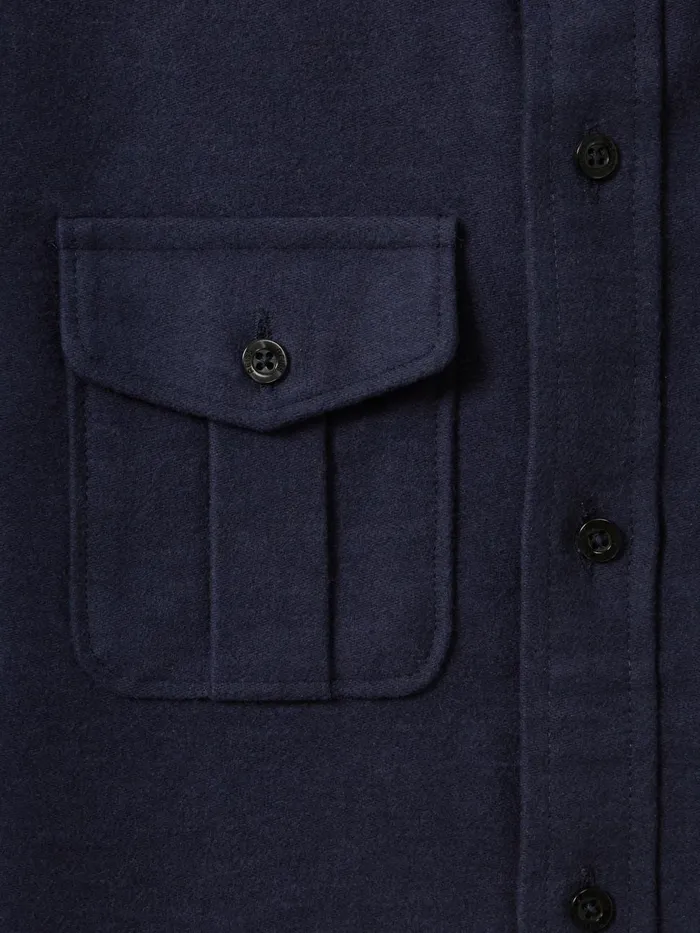 Children Reiss Coats and Jackets Thomas Brushed Cotton Patch Pocket Overshirt Eclipse Blue