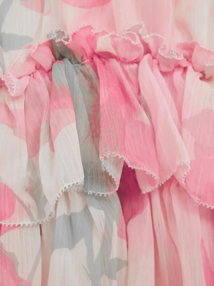 Children Reiss Dresses Henrietta Printed Tiered Dress Pink Print