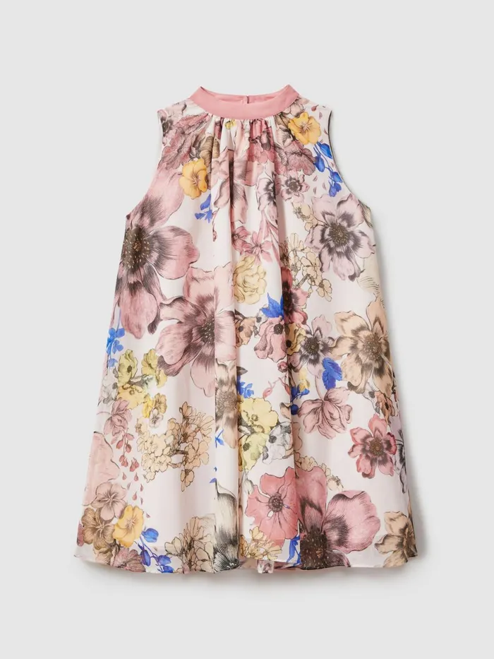 Children Reiss Dresses Kady Floral Print Halter Neck Dress Pink Print