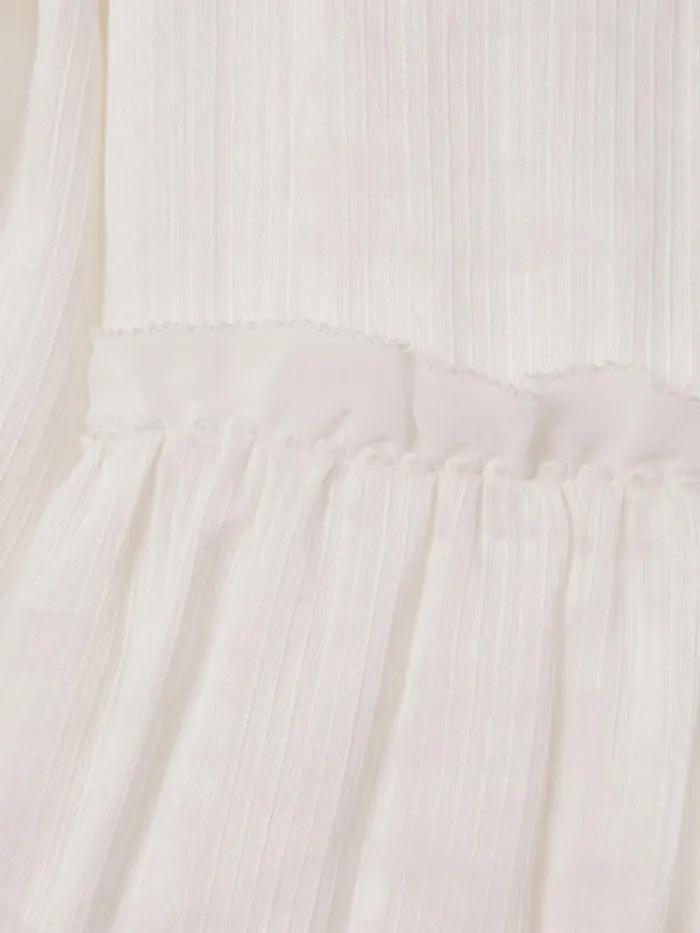 Children Reiss Dresses Tash Tiered Linen Blend Puff Sleeve Dress Ivory