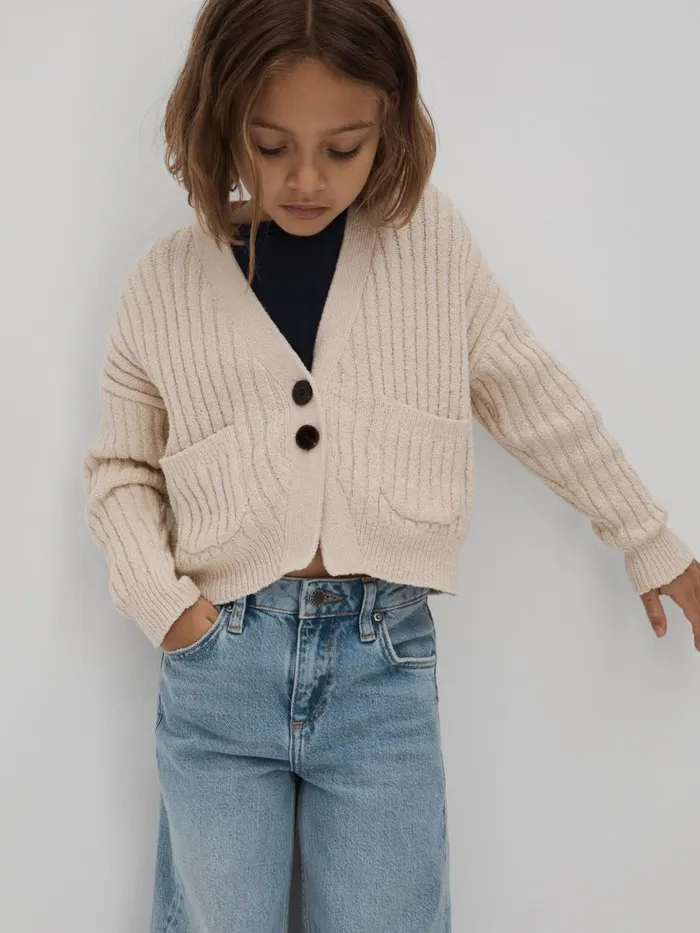 Children Reiss Knitwear Anabelle Relaxed Knitted Cardigan Ivory