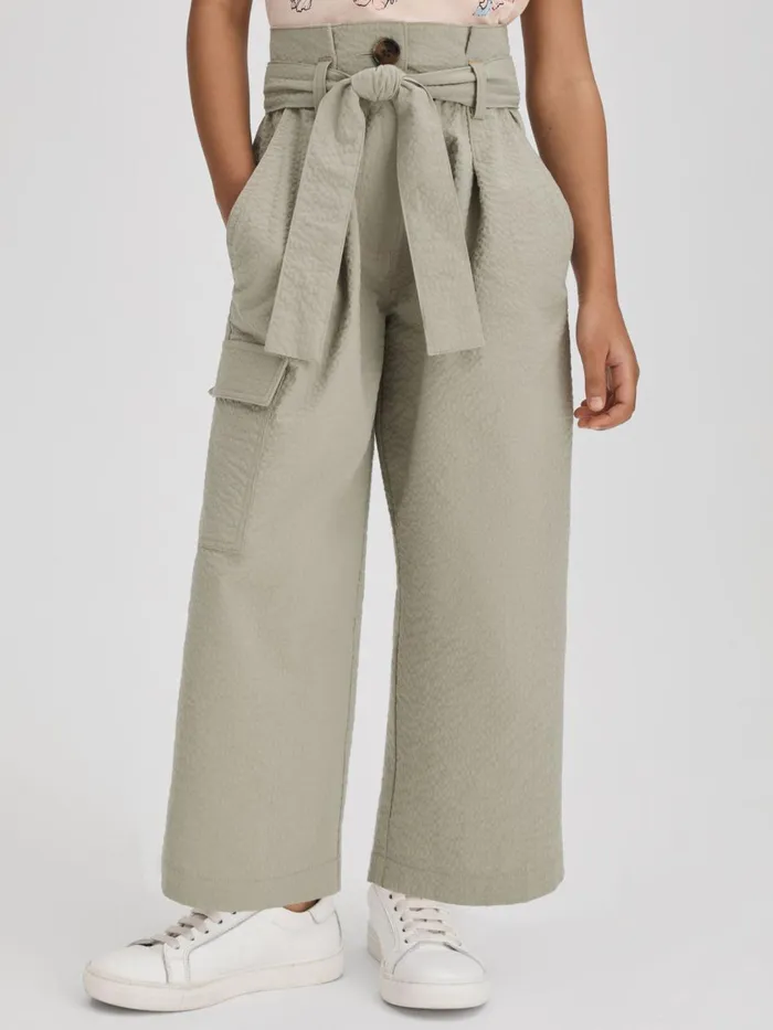 Children Reiss Pants Bax Textured Cargo Trousers Khaki