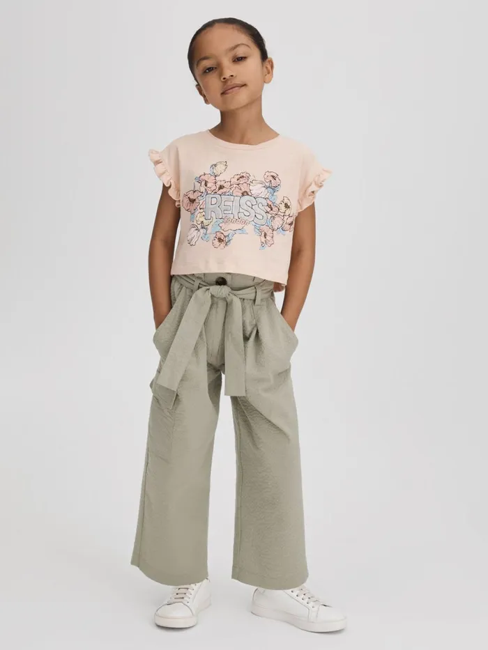 Children Reiss Pants Bax Textured Cargo Trousers Khaki