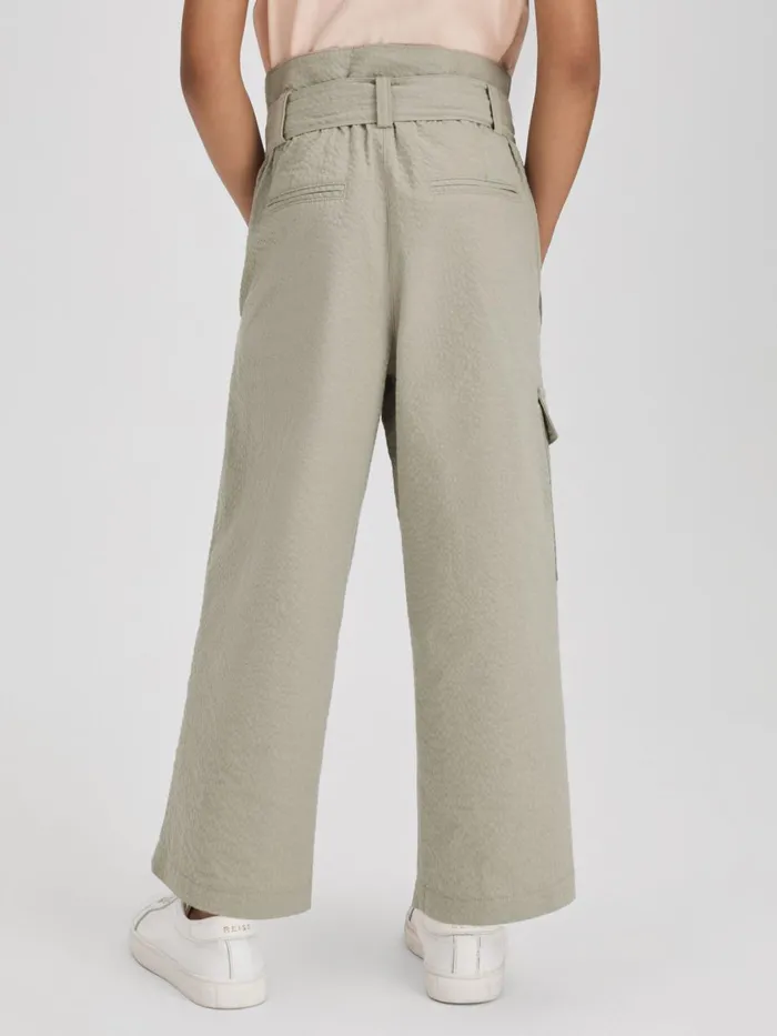 Children Reiss Pants Bax Textured Cargo Trousers Khaki