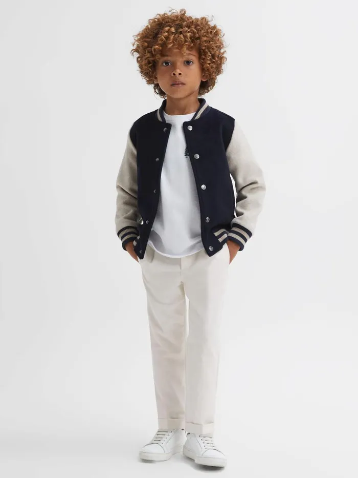 Children Reiss Pants Brighton Relaxed Elasticated Trousers With TurnUps Ecru
