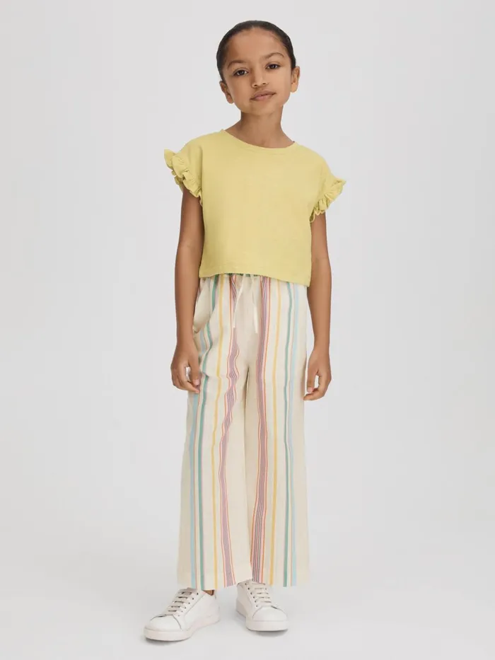 Children Reiss Pants Cleo Linen Drawstring Trousers Multi