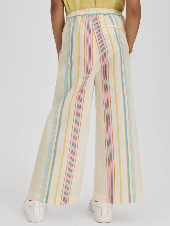 Children Reiss Pants Cleo Linen Drawstring Trousers Multi
