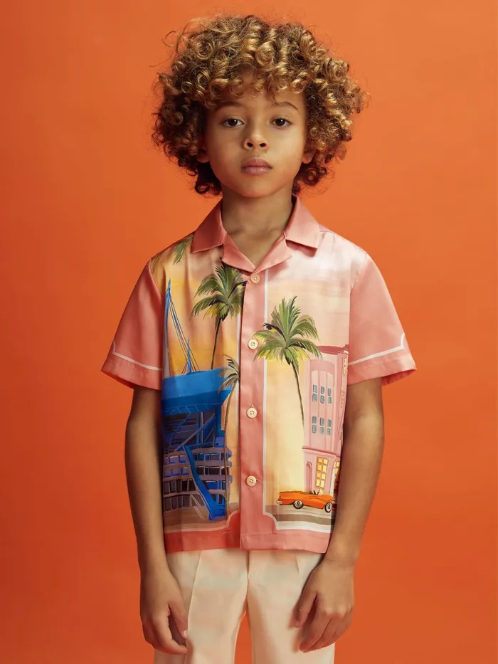 Children Reiss Reiss X Mclaren F1 Team F1 Miami Cuban Collar Shirt Pink Multi
