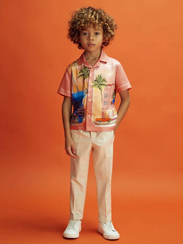 Children Reiss Reiss X Mclaren F1 Team F1 Miami Cuban Collar Shirt Pink Multi