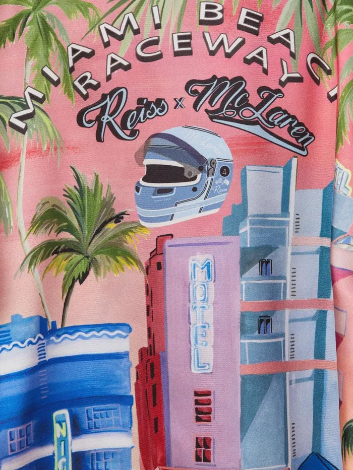 Children Reiss Reiss X Mclaren F1 Team F1 Miami Cuban Collar Shirt Pink Multi