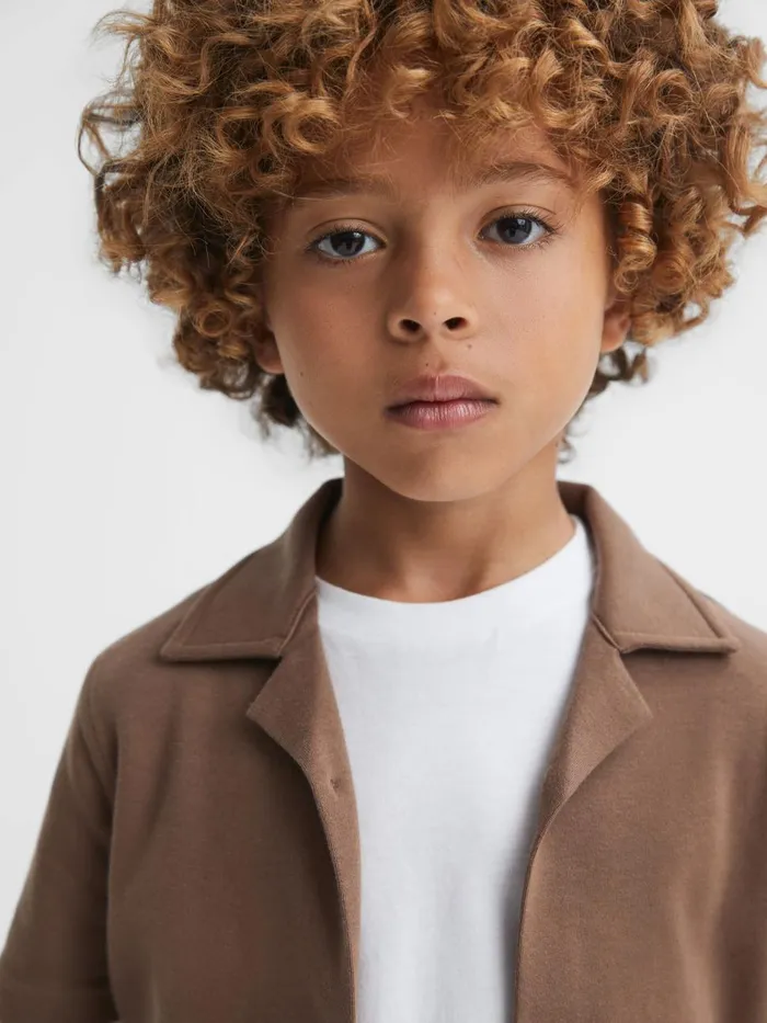 Children Reiss Shirts Caspa Cotton Cuban Collar Shirt Tobacco