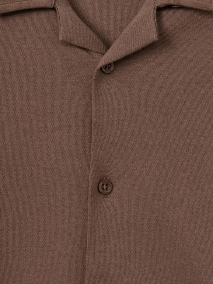 Children Reiss Shirts Caspa Cotton Cuban Collar Shirt Tobacco