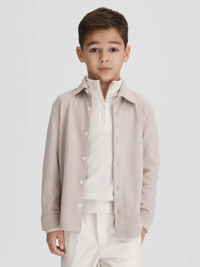 Children Reiss Shirts Hendon Cotton ButtonThrough Shirt Stone