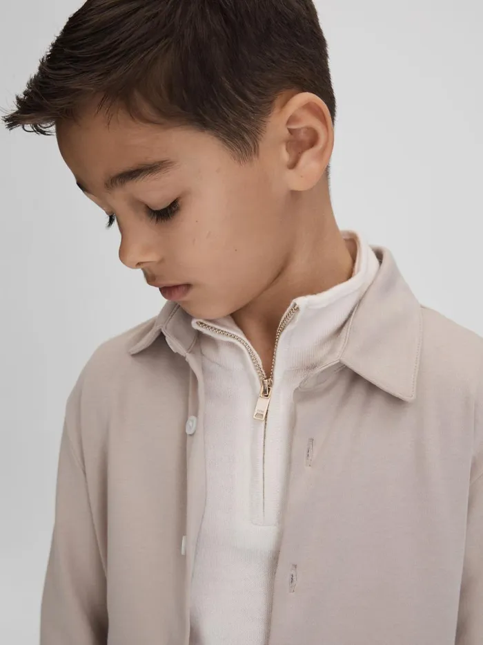 Children Reiss Shirts Hendon Cotton ButtonThrough Shirt Stone
