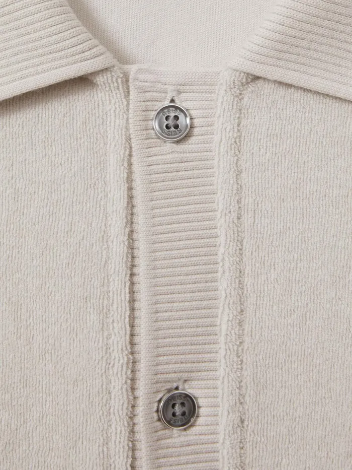 Children Reiss Shorts Eden Towelling Cuban Collar Shirt Off White