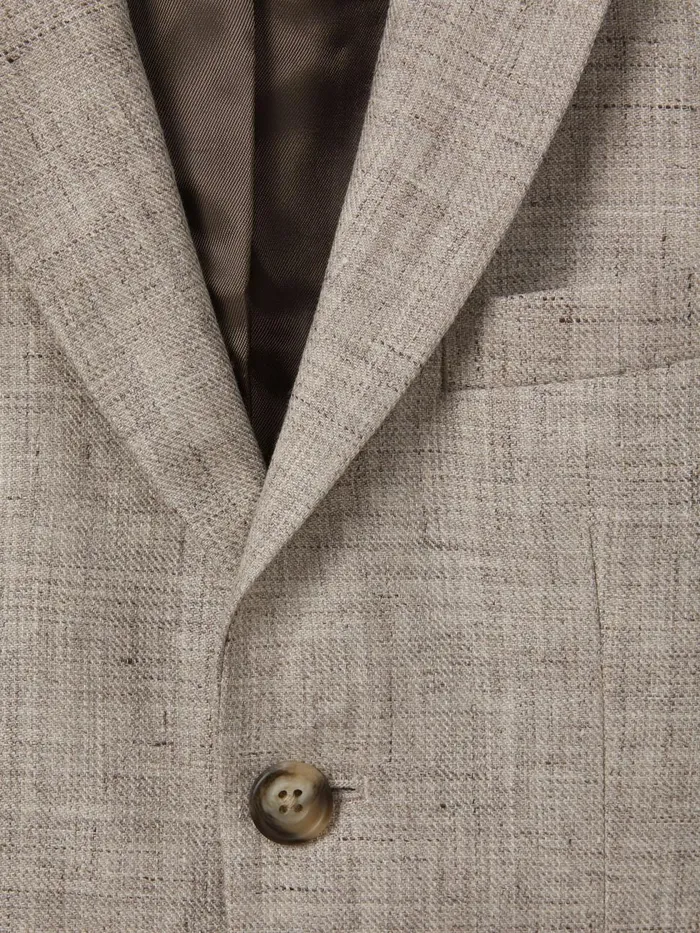 Children Reiss Suits and Tailoring Auto Single Breasted Textured Linen Blazer Oatmeal