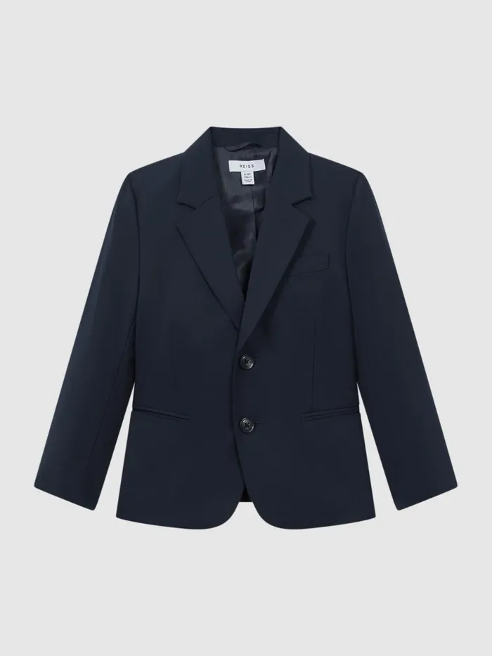 Children Reiss Suits and Tailoring Hope Wool Blend Single Breasted Blazer Navy