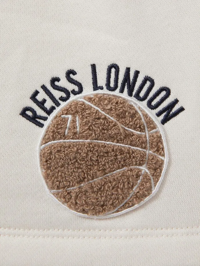 Children Reiss Sweats and Hoodies Arto Relaxed Embroidered Basketball Shorts Off White