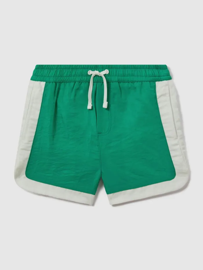 Children Reiss Swimwear Surf Contrast Drawstring Swim Shorts Bright Greenecru