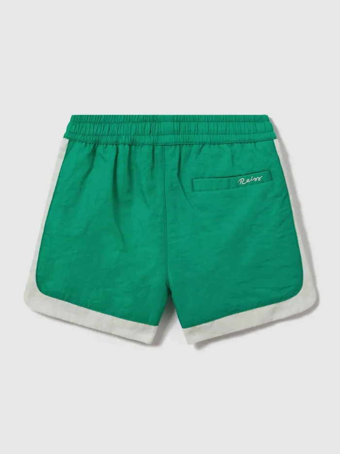 Children Reiss Swimwear Surf Contrast Drawstring Swim Shorts Bright Greenecru