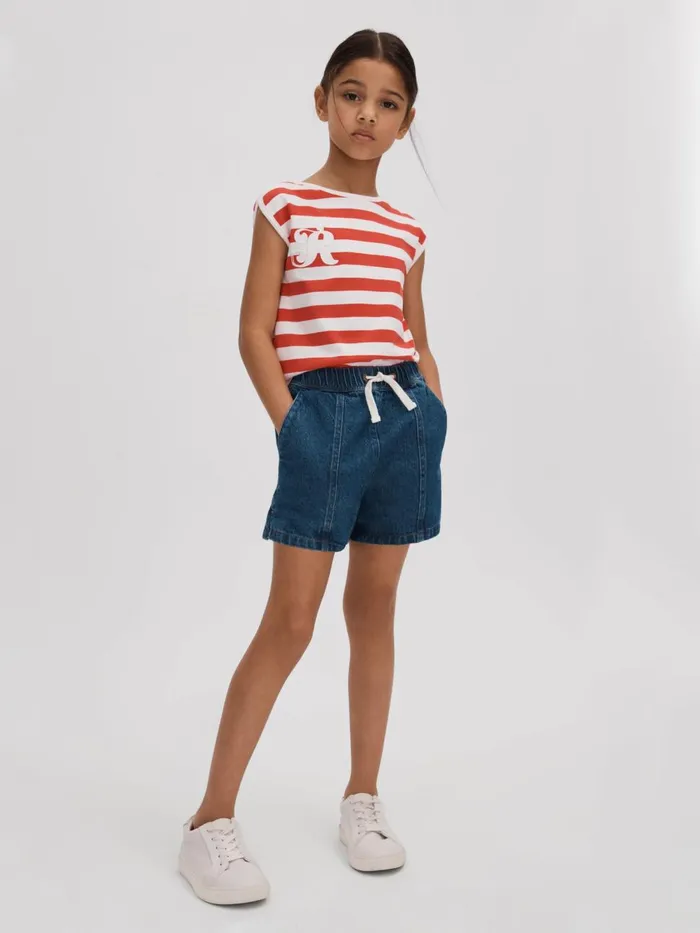 Children Reiss Tops and TShirts Imogen Cotton Striped Sleeveless Vest Red