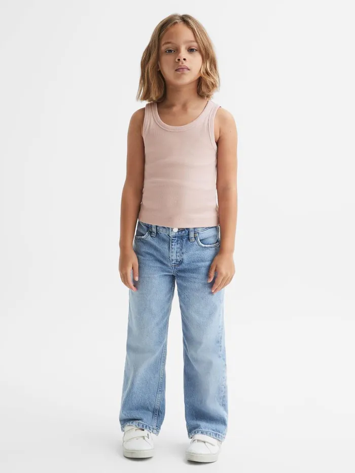Children Reiss Tops and TShirts Violet Cotton Blend Ribbed Vest Pale Pink