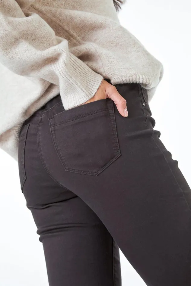 Chocolate 31039 Denim Stretch Elastic Waist Jegging Women Roman Trousers