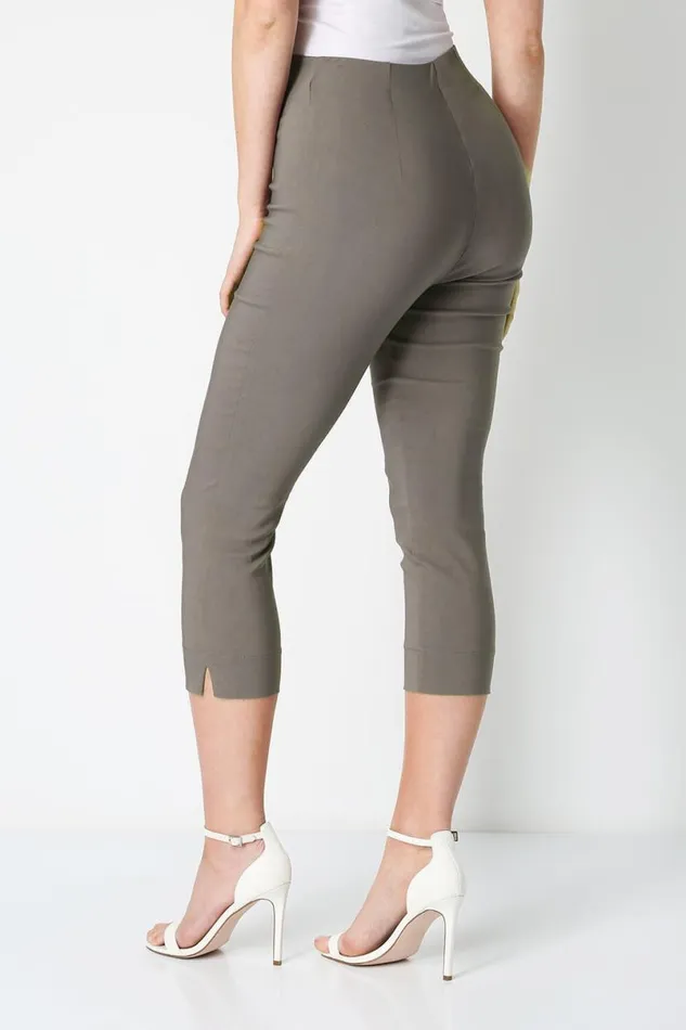 Chocolate Elastic Waist Stretch Cropped Trousers Women Roman Coords