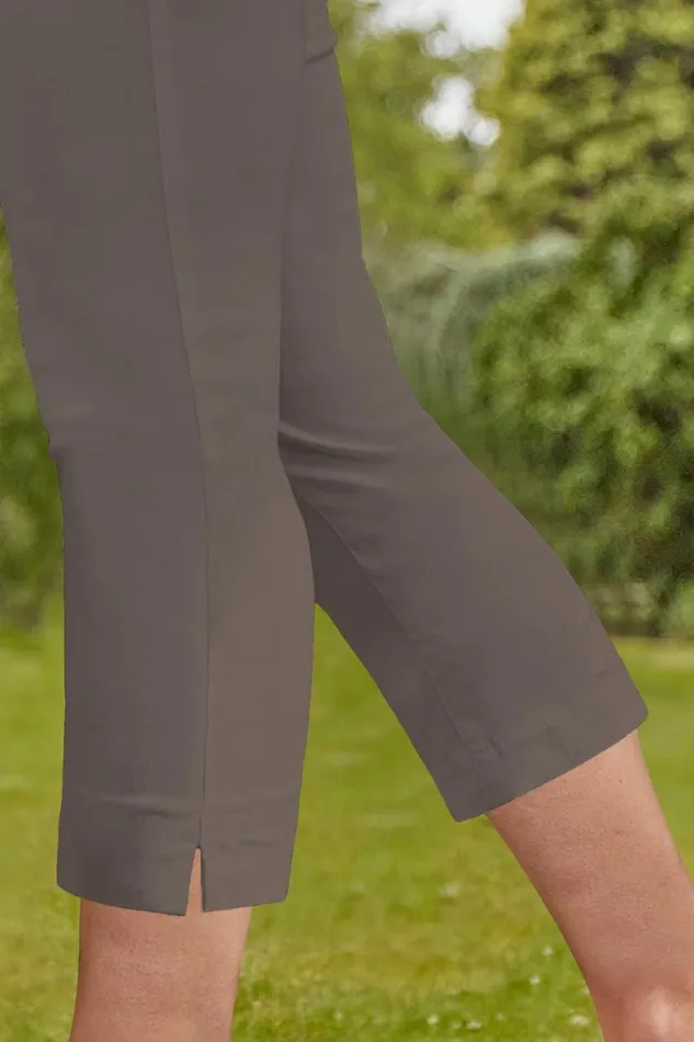 Chocolate Elastic Waist Stretch Cropped Trousers Women Roman Coords