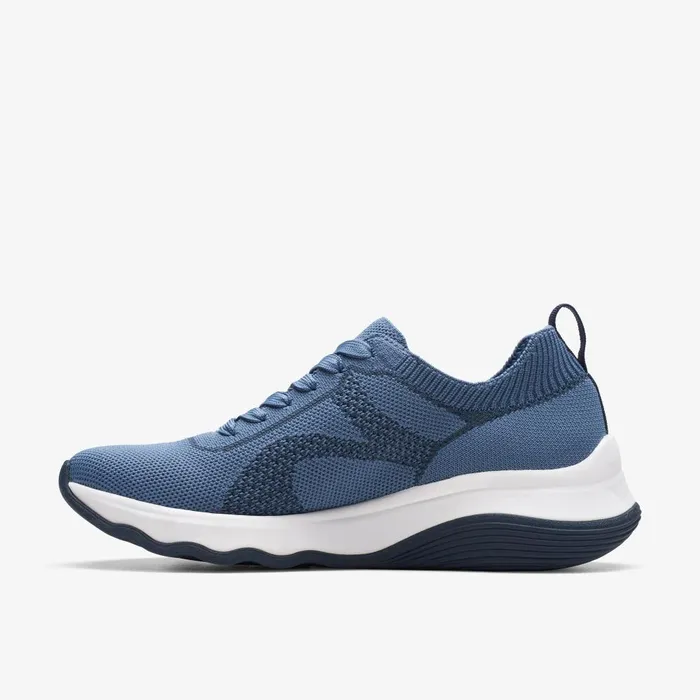Circuit Tie Denim Blue Knit Women Clarks Sneakers