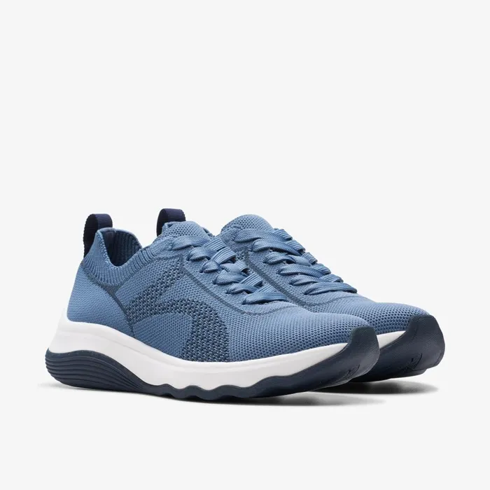 Circuit Tie Denim Blue Knit Women Clarks Sneakers