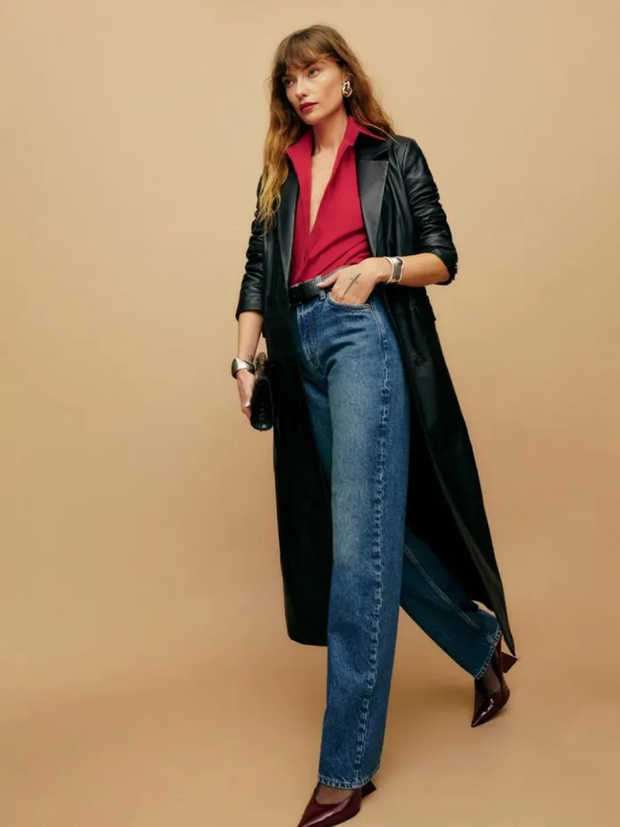 Clothing The Reformation Abby High Rise Straight Jeans Lanier