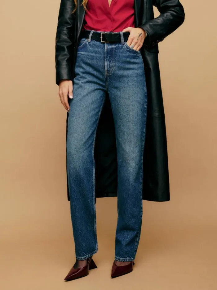 Clothing The Reformation Abby High Rise Straight Jeans Lanier