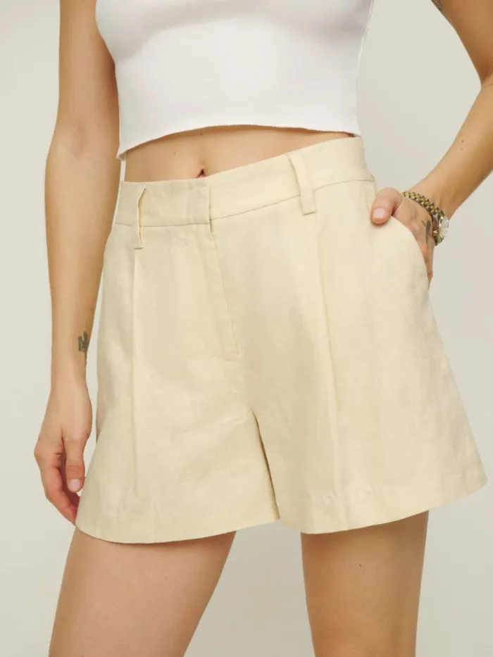 Clothing The Reformation Alex Linen Short Sugar