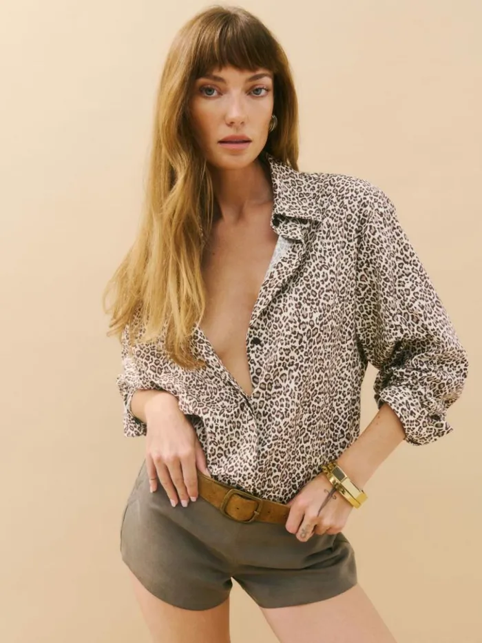 Clothing The Reformation Andy Oversized Shirt Mini Leo