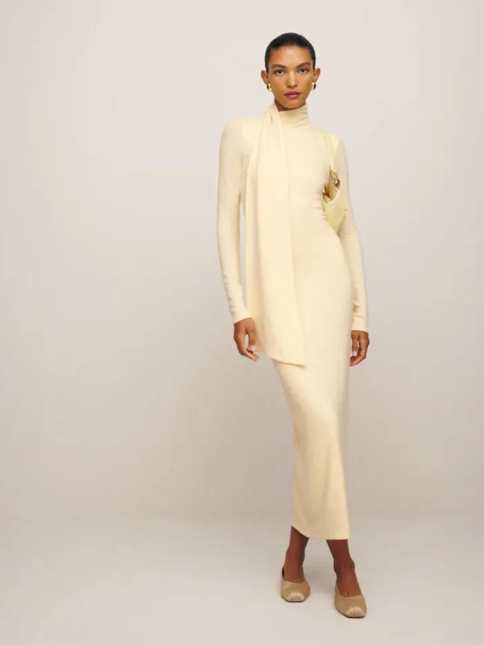 Clothing The Reformation Azure Knit Dress Custard