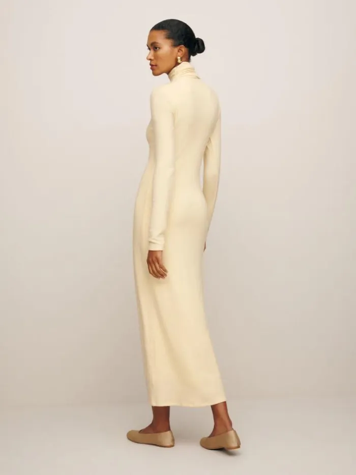 Clothing The Reformation Azure Knit Dress Custard