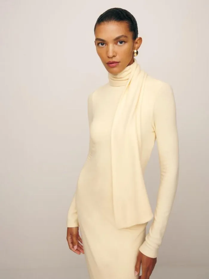 Clothing The Reformation Azure Knit Dress Custard