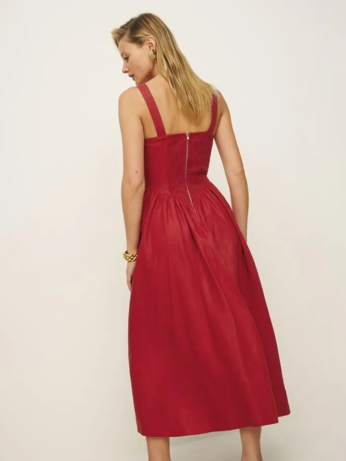 Clothing The Reformation Balia Linen Dress Sundried Tomato