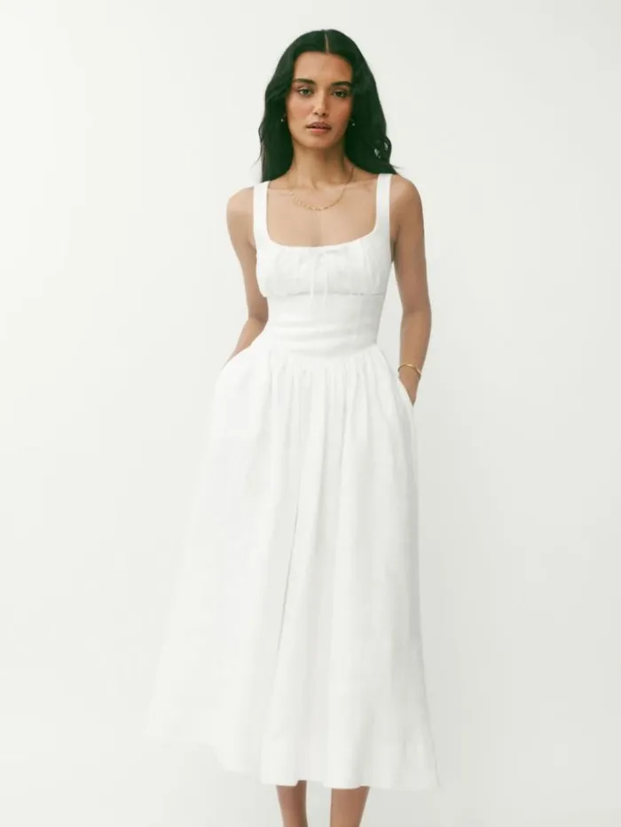 Clothing The Reformation Balia Linen Dress White