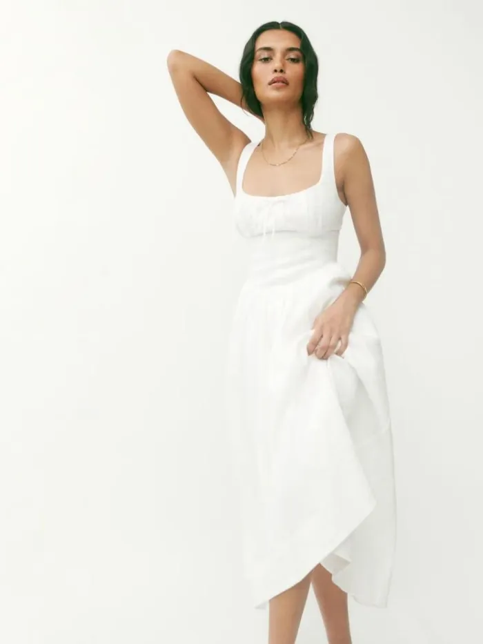 Clothing The Reformation Balia Linen Dress White