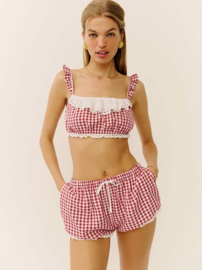 Clothing The Reformation Betsy Short Red Gingham