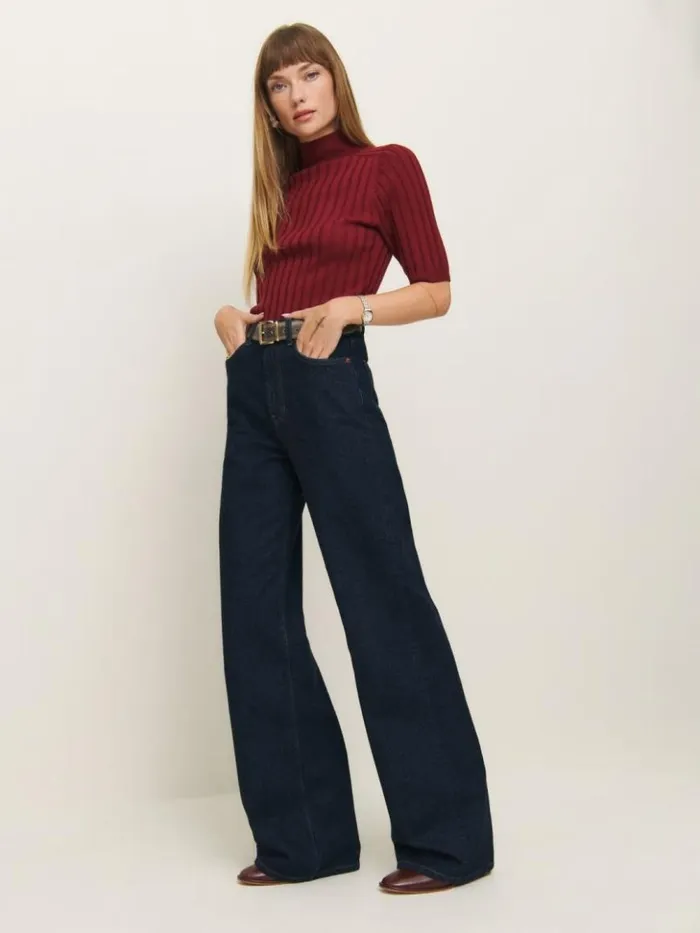 Clothing The Reformation Cary High Rise Slouchy Wide Leg Jeans Ondine