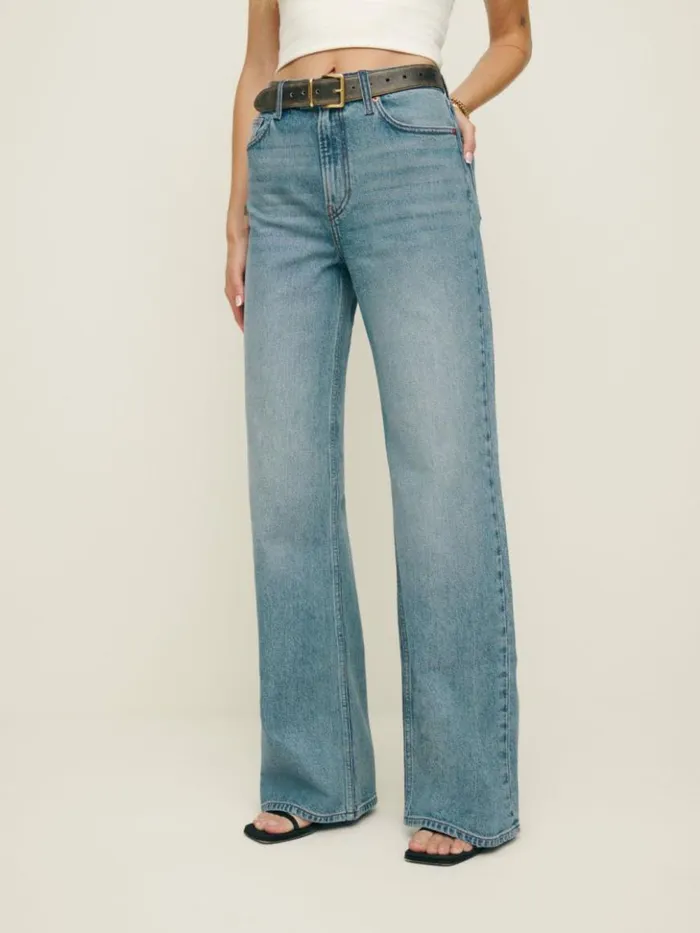Clothing The Reformation Cary Stretch High Rise Slouchy Wide Leg Jeans Malta