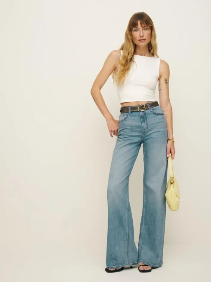 Clothing The Reformation Cary Stretch High Rise Slouchy Wide Leg Jeans Malta
