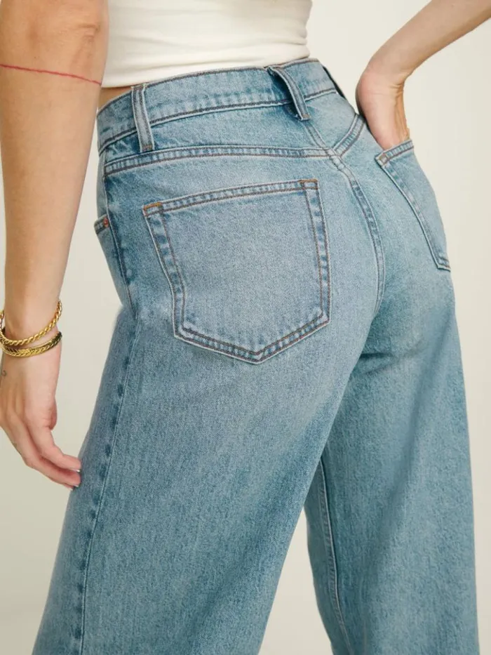 Clothing The Reformation Cary Stretch High Rise Slouchy Wide Leg Jeans Malta