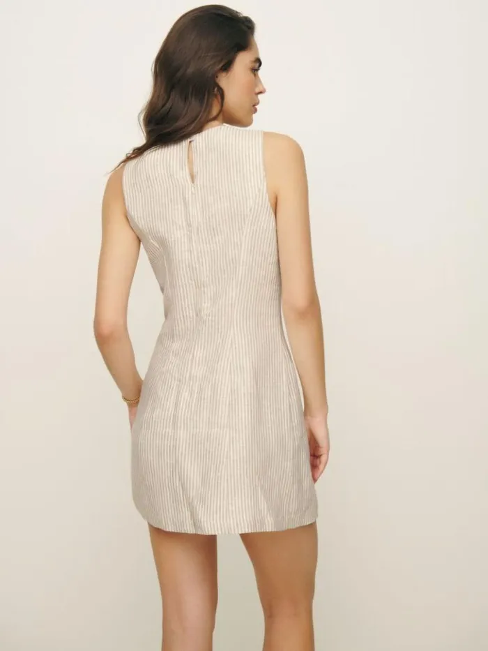 Clothing The Reformation Citron Linen Dress Sandy Stripe