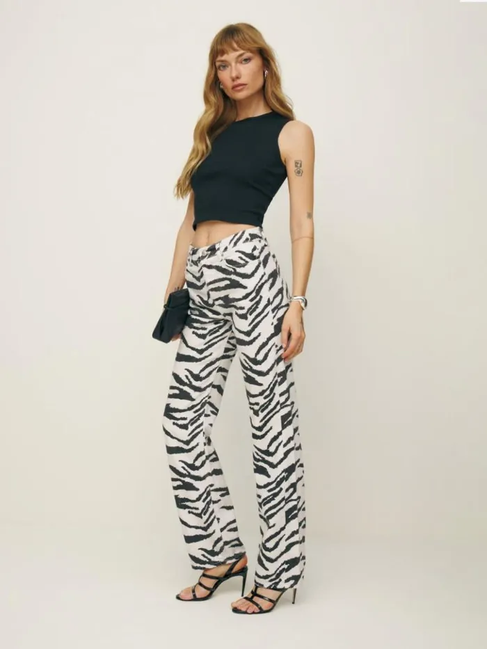 Clothing The Reformation Cynthia High Rise Straight Jeans Zebra