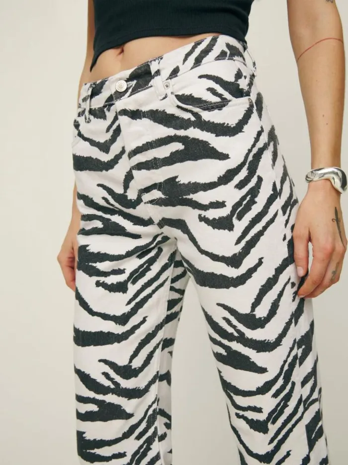 Clothing The Reformation Cynthia High Rise Straight Jeans Zebra