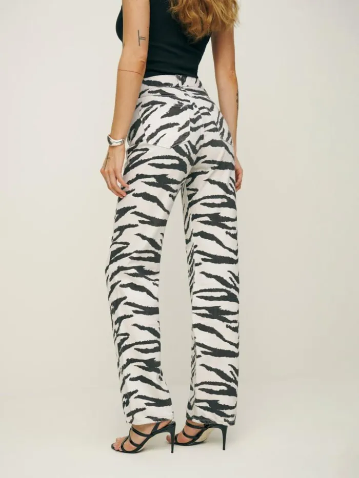 Clothing The Reformation Cynthia High Rise Straight Jeans Zebra